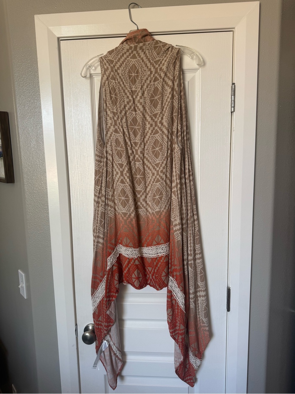 Ariat Beige and Orange Aztec Draped Cardigan - Picture 3 of 3